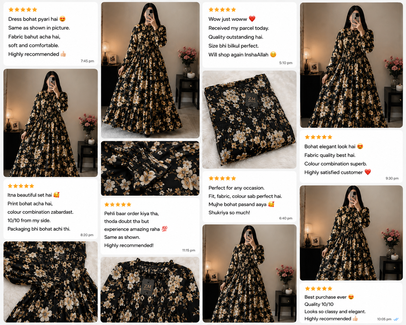 Floral Imported Chiffon Smocked Maxi Dress for Women