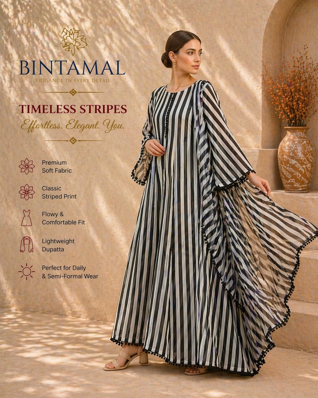 Stylish Bonanza Style 2 Piece Floral Frock with Dupatta
