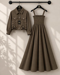 Turkish Ruched Jacket Maxi Set | ZM-003
