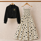 Floral Turkish Style Smokie Maxi Dress Set with Jacket for Women