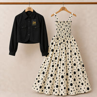 Floral Turkish Style Smokie Maxi Dress Set with Jacket for Women