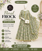 Stylish Bonanza Style 2 Piece Floral Frock with Dupatta