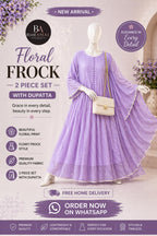 Stylish Bonanza Style 2 Piece Floral Frock with Dupatta