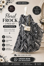 Stylish Bonanza Style 2 Piece Floral Frock with Dupatta