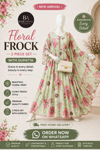 Stylish Bonanza Style 2 Piece Floral Frock with Dupatta