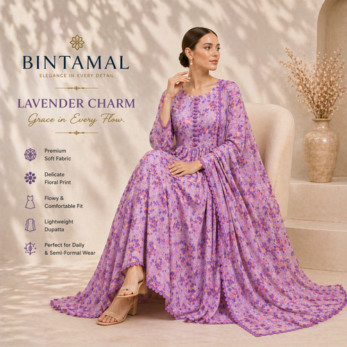 Stylish Bonanza Style 2 Piece Floral Frock with Dupatta