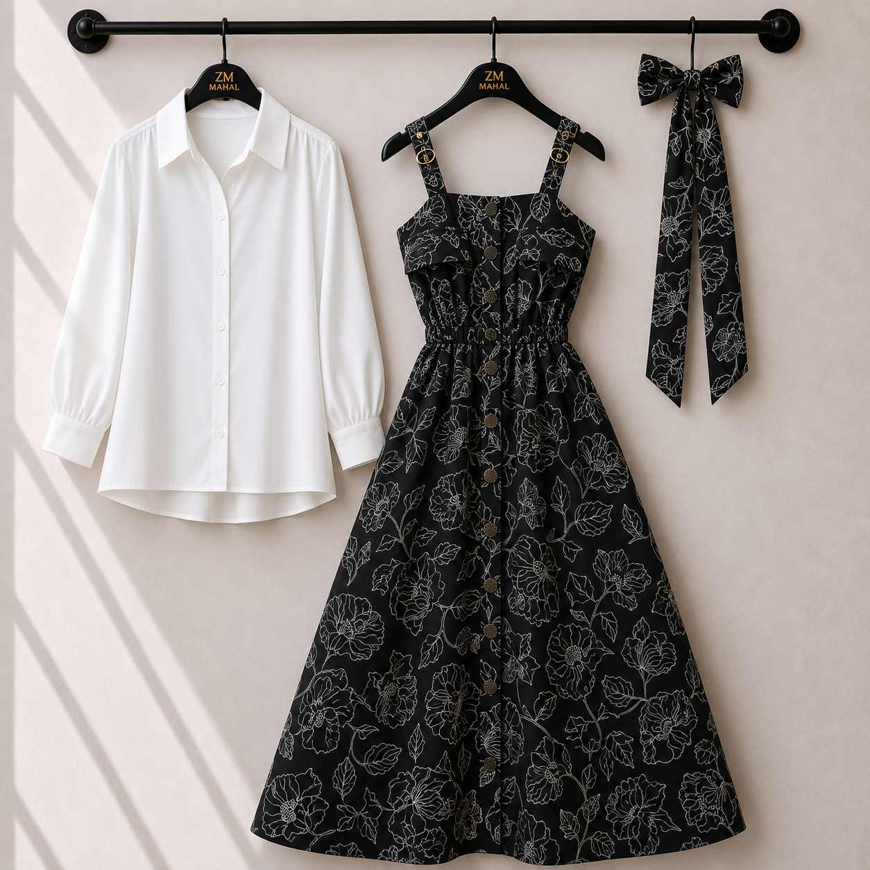 Floral Strap Maxi Dress with Shirt for Women | Elegant Flowy Maxi Outfit