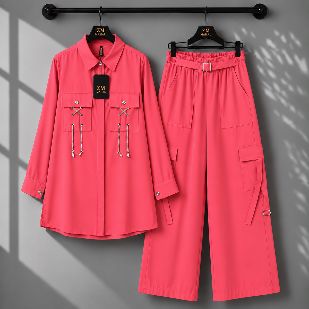 Rivaa Cargo 2-Piece Set in Maroon - women’s 2-piece outfit | KaprayOfficial