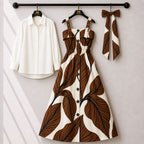 Floral Strap Maxi Dress with Shirt for Women | Elegant Flowy Maxi Outfit