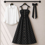 Floral Strap Maxi Dress with Shirt for Women | Elegant Flowy Maxi Outfit