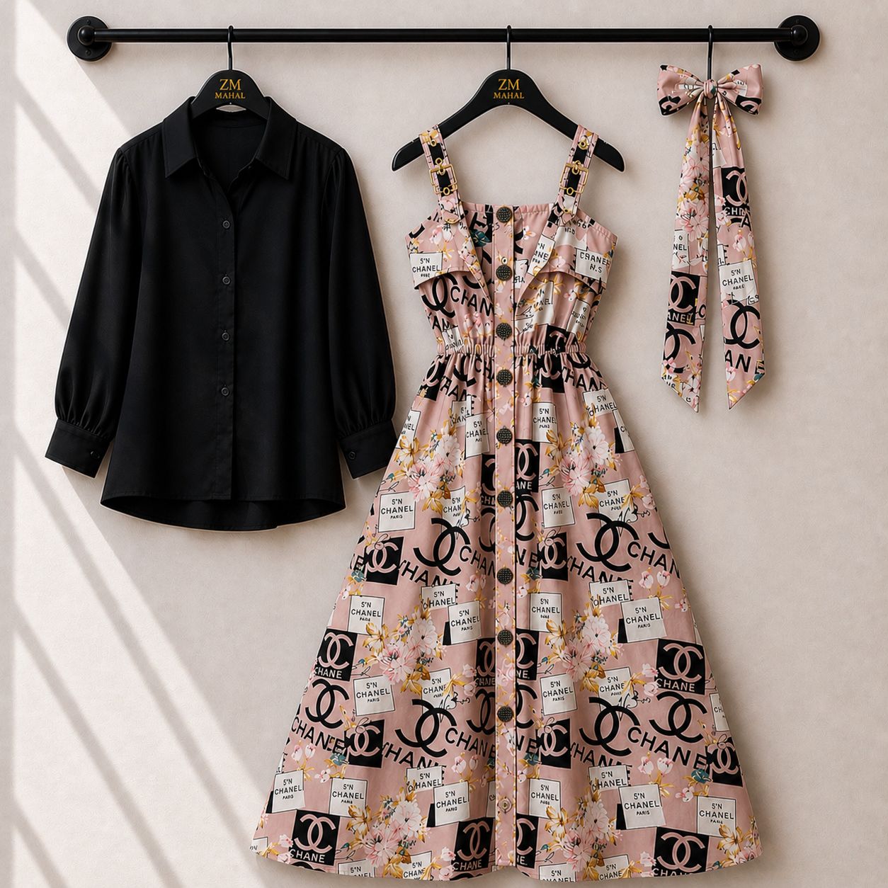 Floral Strap Maxi Dress with Shirt for Women | Elegant Flowy Maxi Outfit