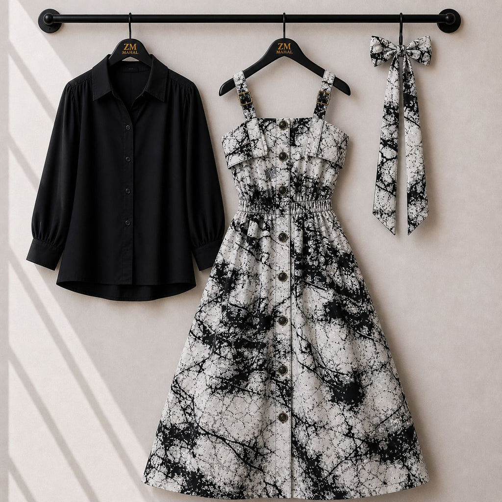 Floral Strap Maxi Dress with Shirt for Women | Elegant Flowy Maxi Outfit