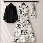 Floral Strap Maxi Dress with Shirt for Women | Elegant Flowy Maxi Outfit