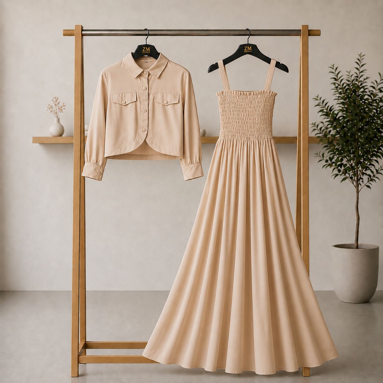 Bintamal Graceful Two-Piece Set – Elegant Jacket & Maxi Skirt for Women