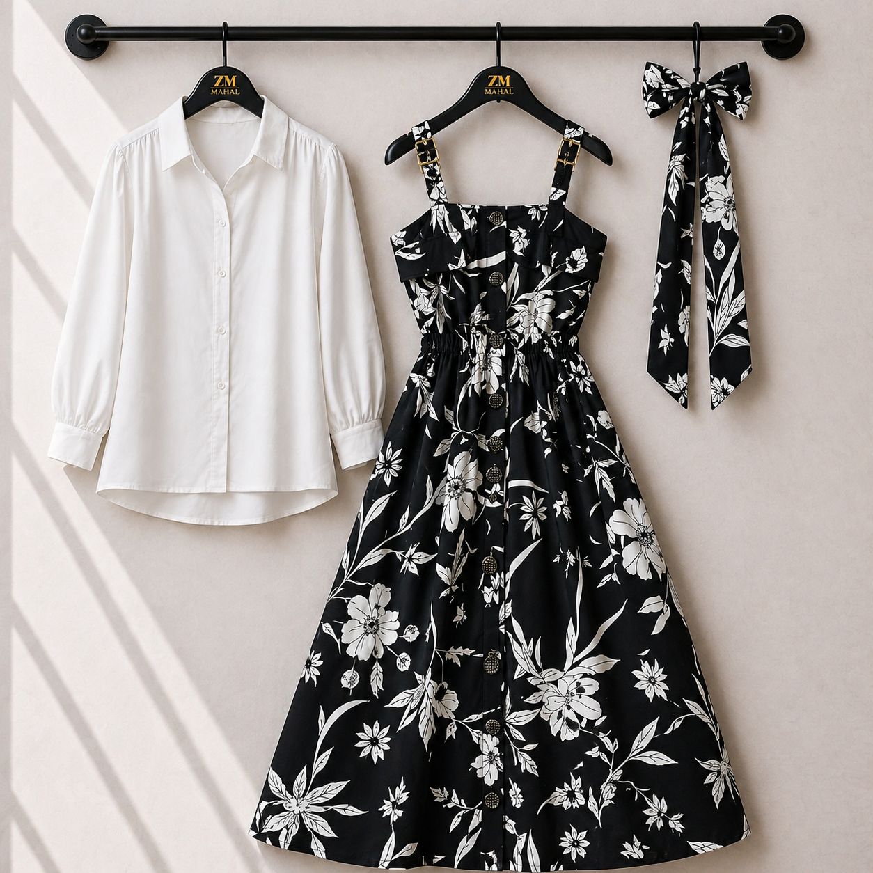 Floral Strap Maxi Dress with Shirt for Women | Elegant Flowy Maxi Outfit