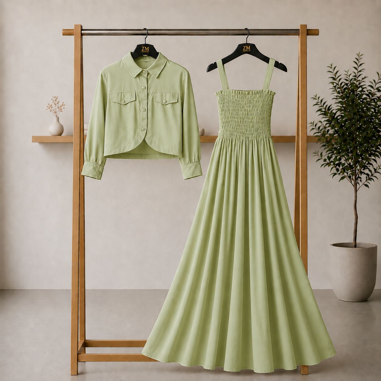 Bintamal Graceful Two-Piece Set – Elegant Jacket & Maxi Skirt for Women