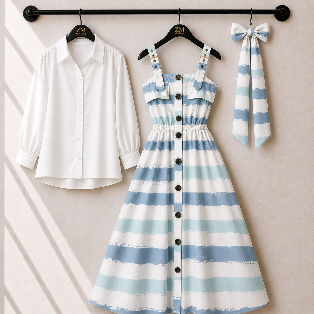 Floral Strap Maxi Dress with Shirt for Women | Elegant Flowy Maxi Outfit