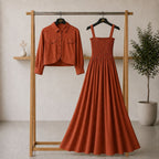 Bintamal Graceful Two-Piece Set – Elegant Jacket & Maxi Skirt for Women