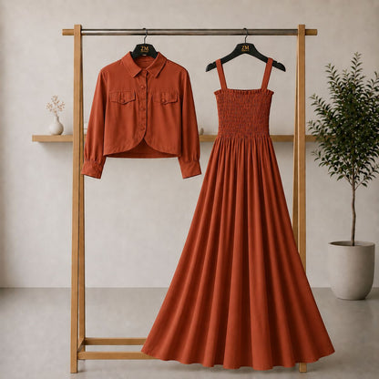 Bintamal Graceful Two-Piece Set – Elegant Jacket & Maxi Skirt for Women