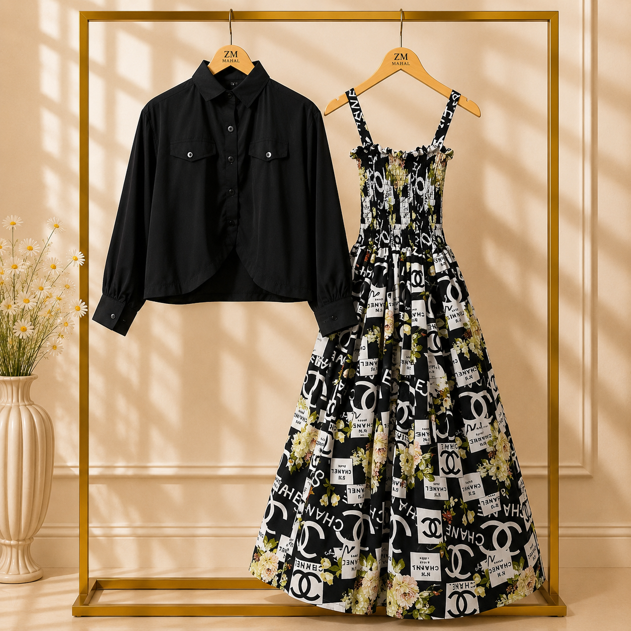 Luxe Bloom Smocked Maxi With Cropped Jacket