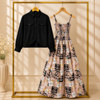 Luxe Bloom Smocked Maxi With Cropped Jacket