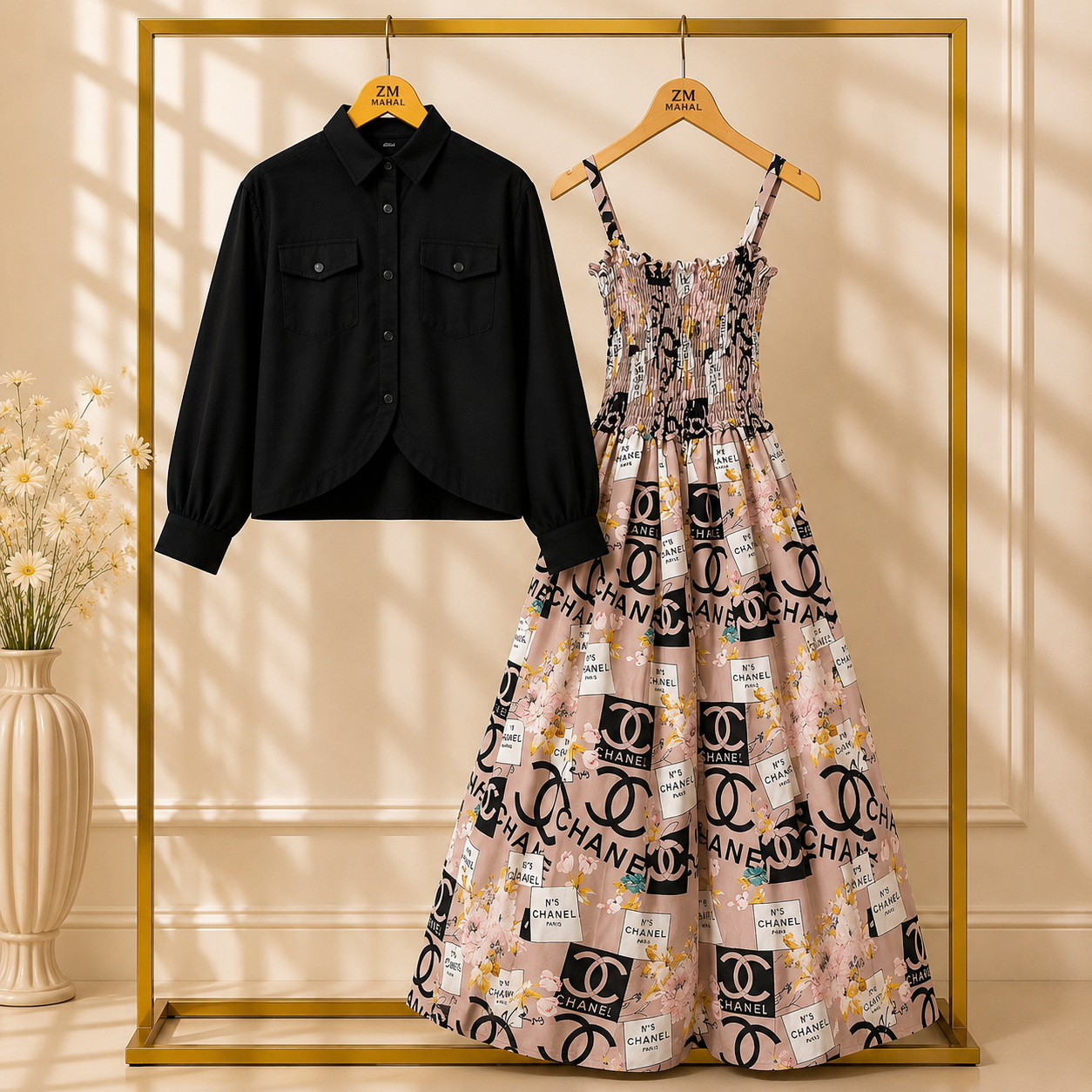 Luxe Bloom Smocked Maxi With Cropped Jacket