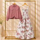 Luxe Bloom Smocked Maxi With Cropped Jacket