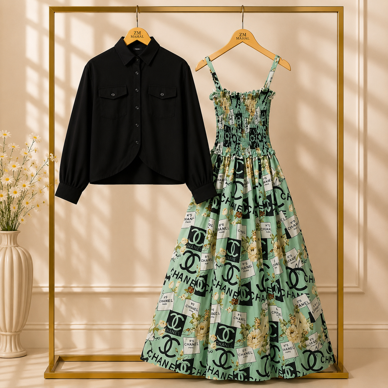 Luxe Bloom Smocked Maxi With Cropped Jacket