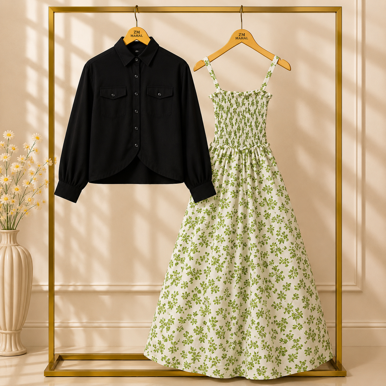 Luxe Bloom Smocked Maxi With Cropped Jacket