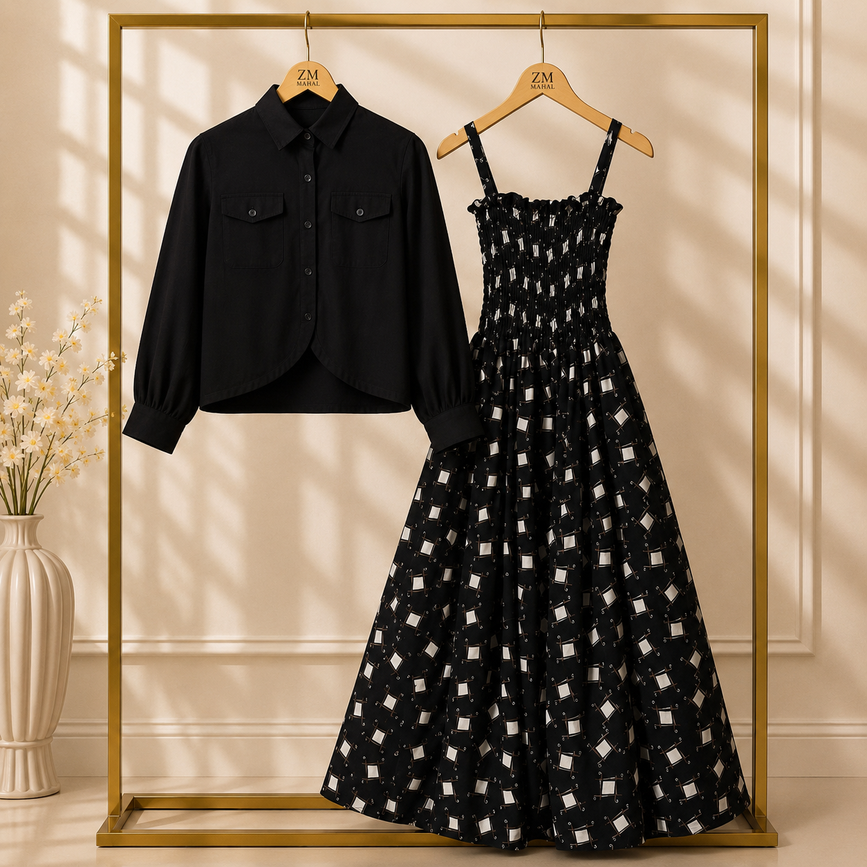 Luxe Bloom Smocked Maxi With Cropped Jacket