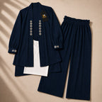 Navy blue sequence embroidered 3-piece co-ord set