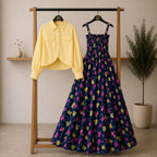 Bintamal Floral Turkish Style Smokie Maxi Dress Set with Jacket