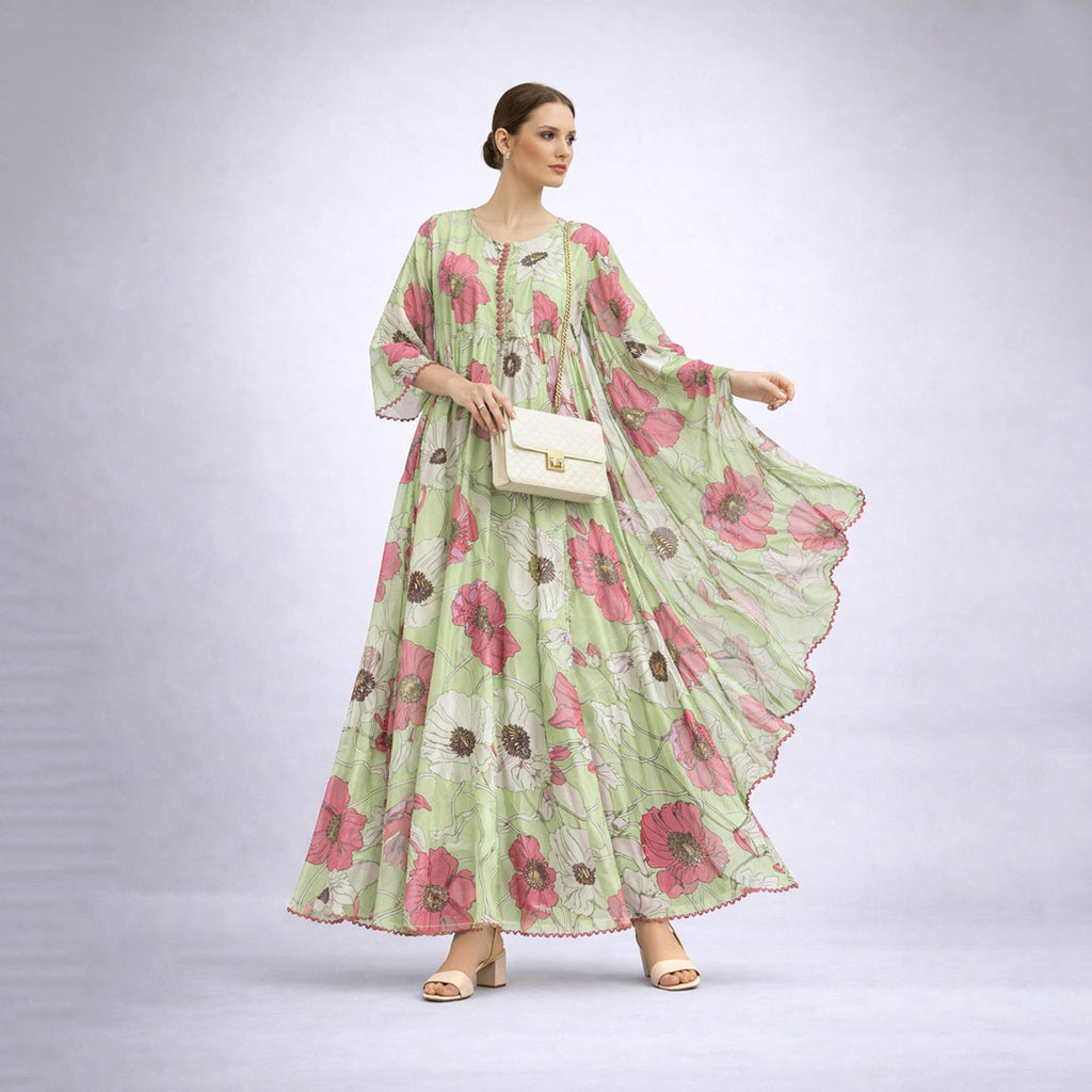 Stylish Bonanza Style 2 Piece Floral Frock with Dupatta Code-14