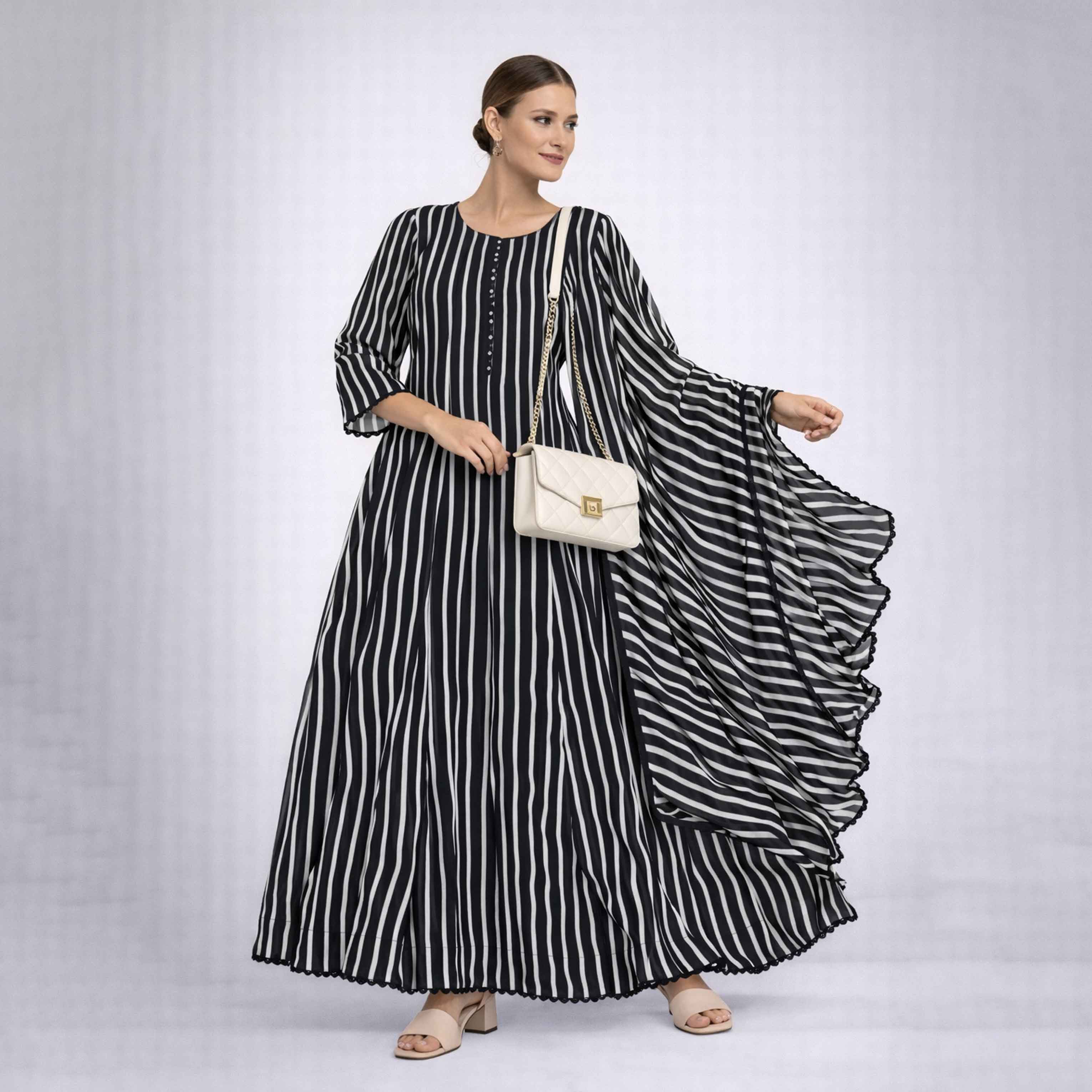 Stylish Bonanza Style 2 Piece Floral Frock with Dupatta Code-10