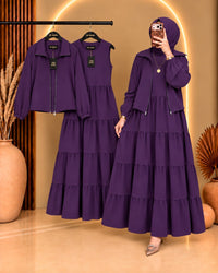 Elif Turkish Tiered Maxi & Jacket Set | ZM-036 - Black, XL | SphereOutfit