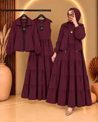 Elif Turkish Tiered Maxi & Jacket Set | ZM-036 - Black, M | SphereOutfit