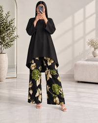 Lelan High-Low Shirt & Printed Wide-Leg Co-Ord Set