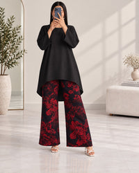 Lelan High-Low Shirt & Printed Wide-Leg Co-Ord Set