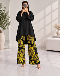 Lelan High-Low Shirt & Printed Wide-Leg Co-Ord Set