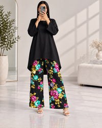 Lelan High-Low Shirt & Printed Wide-Leg Co-Ord Set