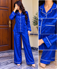 Luxury Satin Silk Night Suit for Women | 2 Piece Pajama Set