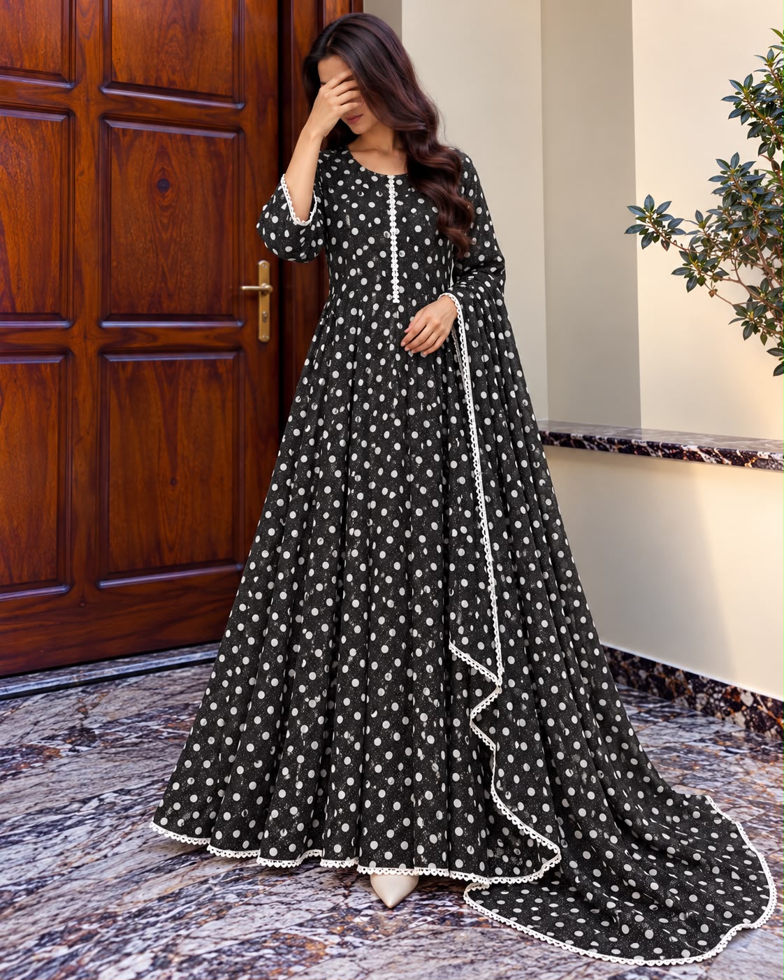 Stylish Bonanza Style 2 Piece Floral Frock with Dupatta Code-2