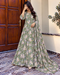 Stylish Bonanza Style 2 Piece Floral Frock with Dupatta Code-2