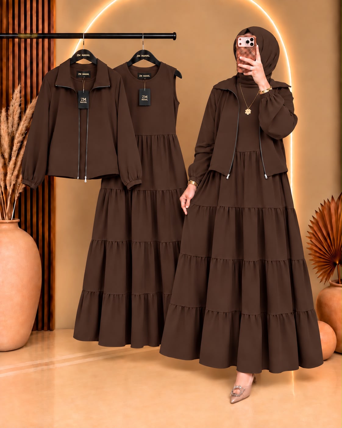 Elif Turkish Tiered Maxi & Jacket Set | ZM-036 - Purple, XL | SphereOutfit
