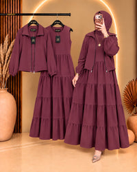 Elif Turkish Tiered Maxi & Jacket Set | ZM-036 - Royal Blue, L | SphereOutfit