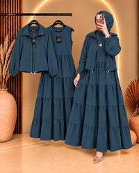 Elif Turkish Tiered Maxi & Jacket Set | ZM-036 - Royal Blue, M | SphereOutfit
