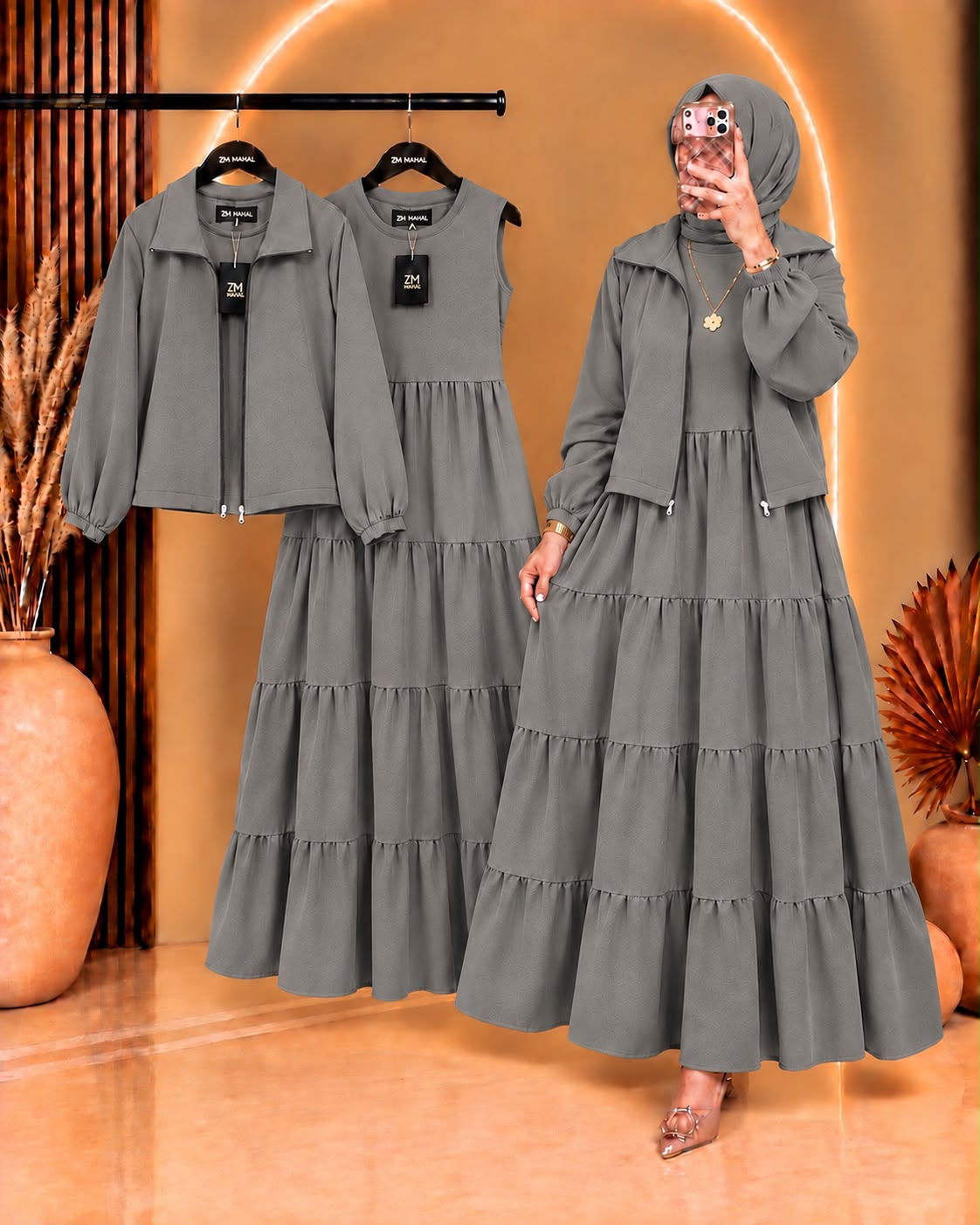 Elif Turkish Tiered Maxi & Jacket Set | ZM-036