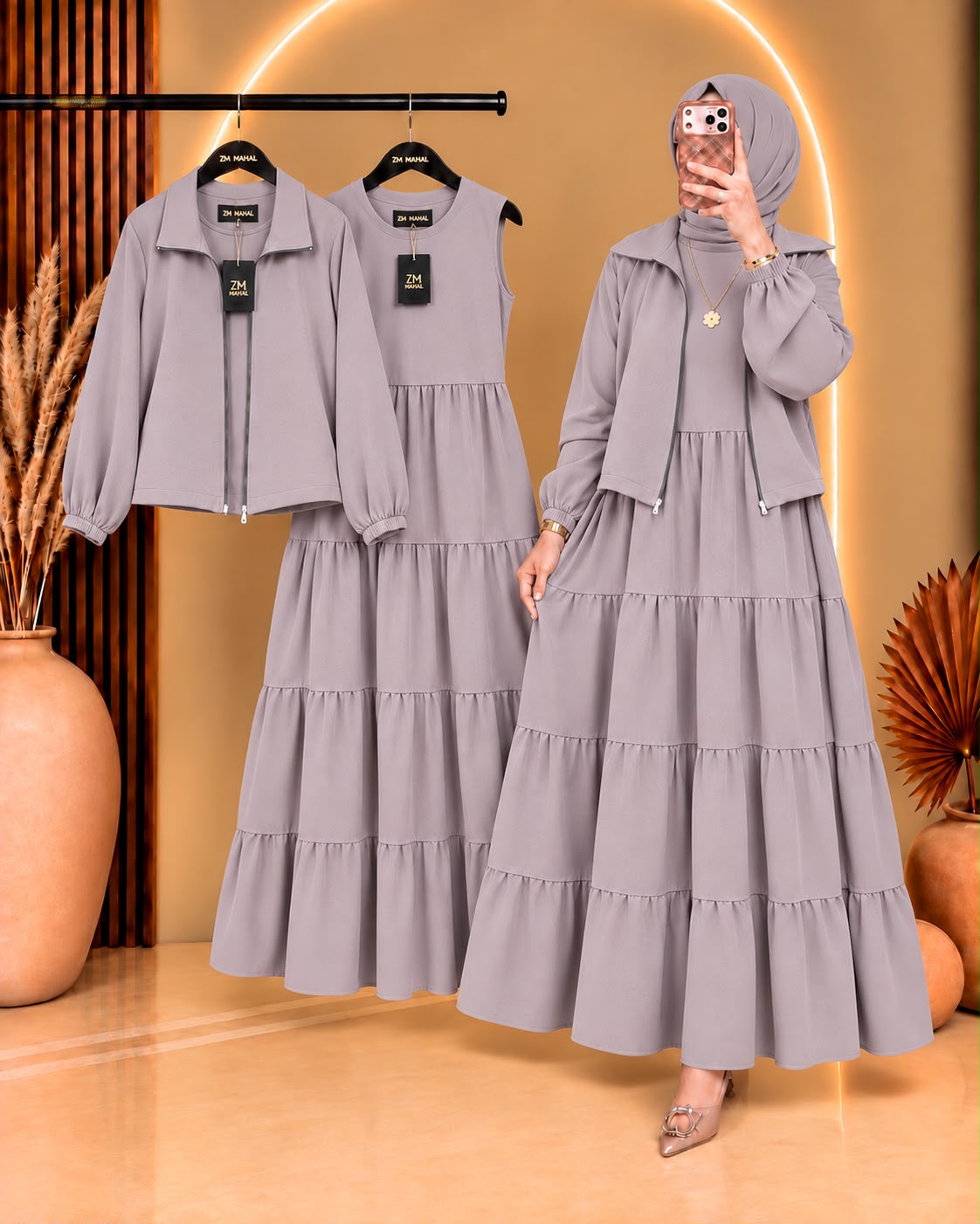 Elif Turkish Tiered Maxi & Jacket Set | ZM-036