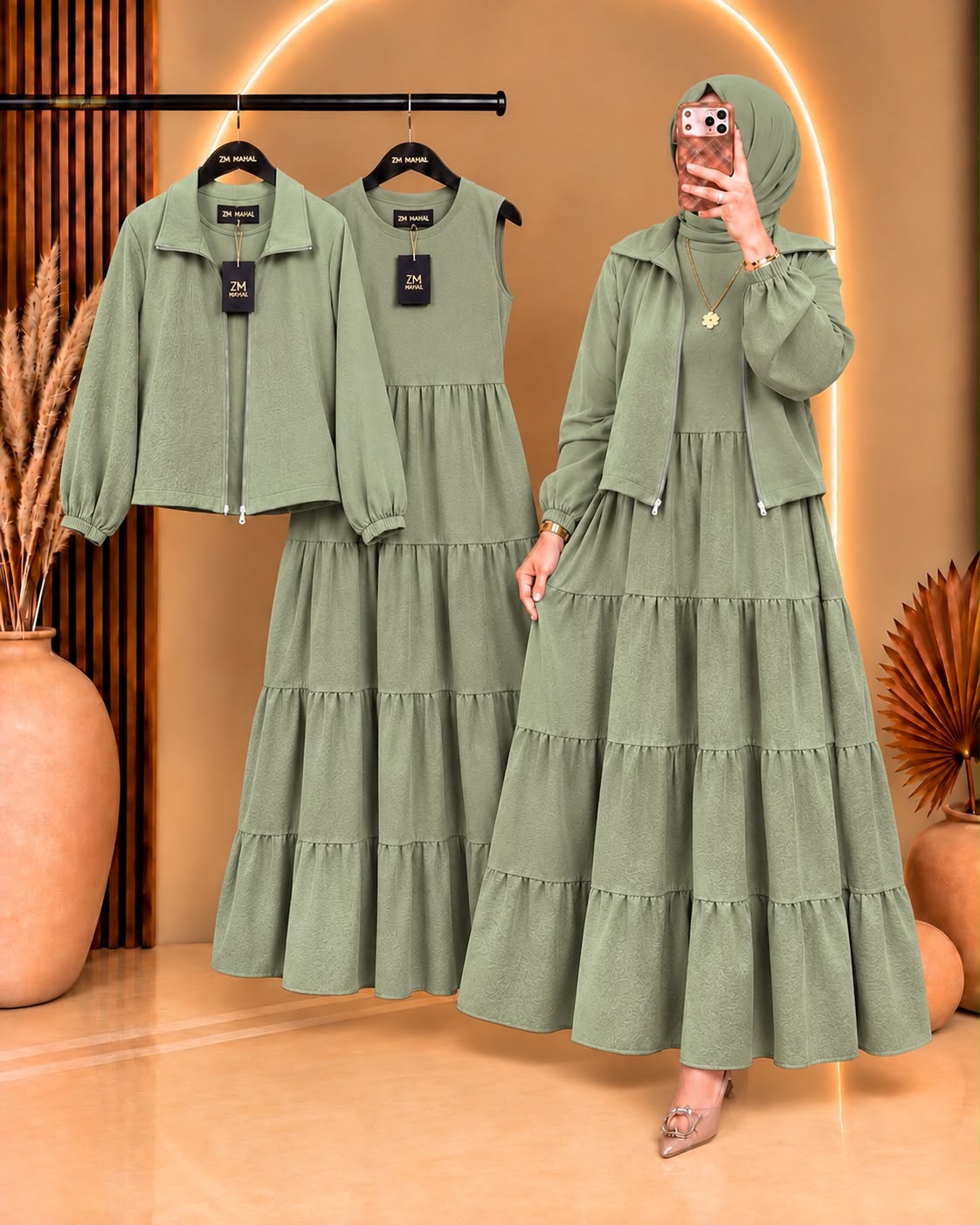 Elif Turkish Tiered Maxi & Jacket Set | ZM-036