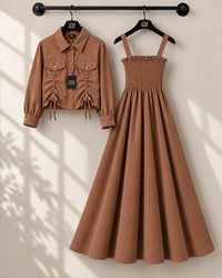 Turkish Ruched Jacket Maxi Set | ZM-003